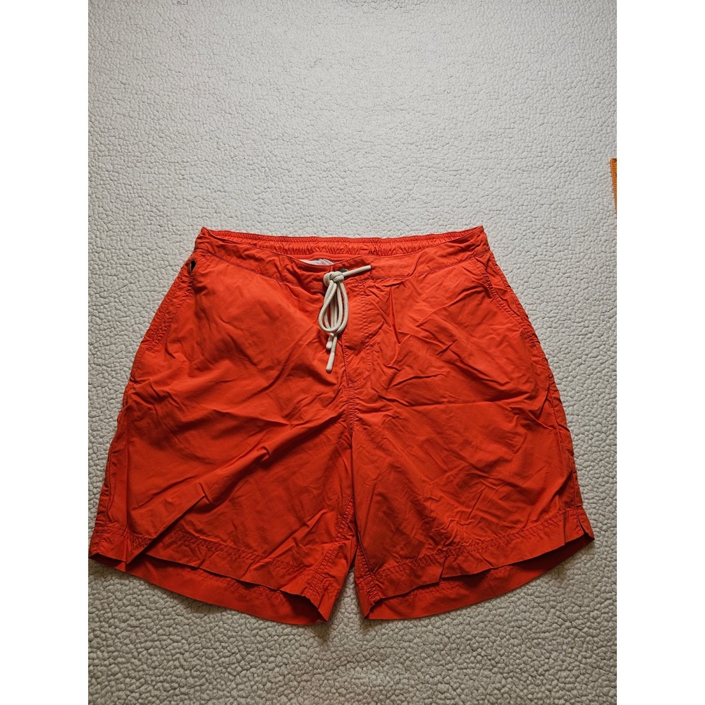 Spoke London Mens Orange Swim Trunks Mesh Lined Drawstring Shorts waist 37